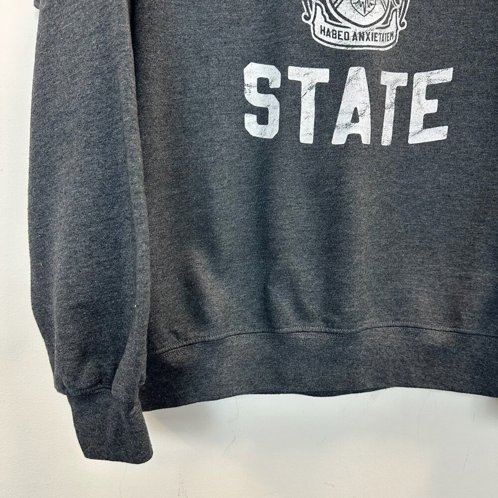 Anxiety State Crewneck Pullover Sweatshirt Grey White Large - Picture 4 of 15